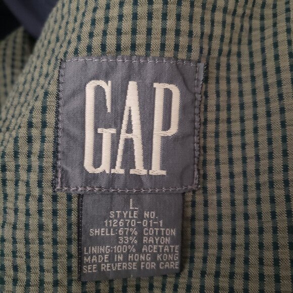 NWOT GAP Mens Large Olive Green Check Blazer Jacket Seersucker Sport Coat - Picture 10 of 10